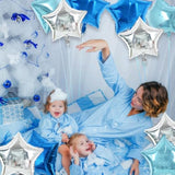 30Pcs 18 Inch Large Blue Silver Star Shape Foil Balloons Big Stars Helium Mylar Ballons For Birthday Wedding Baby Shower Anniversary Engagement Party Decorations Supplies