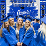 Blue Graduation Decorations 2025, Grad Party Decorations, Class Of 2025 Backdrop, Banner, Balloons And Porch Sign For High School & College Celebrations