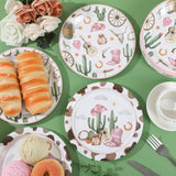 50Pcs Western Cowgirl Party Paper Plates Cowgirl Party Decorations For Girls Pink Western Theme Dessert Plates Wild West Cow Print Tableware Decor For Baby Shower Rodeo Birthday Serves 50