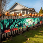 Happy Halloween Banner Large 120x20 Inch Green Yard Sign Outdoor Party Decor