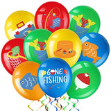 36 Pack Fish Bobber Balloons Ofishally One Birthday Decoration Latex Fish Party Balloon Under The Sea Creature Birthday Baby Shower Party Decoration Supplies, 12 Inches(Gone Fishing Style)