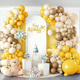 Orange Brown Nude Balloon Arch Kits - 134Pcs Orange Apricot Tan Latex Balloons Garland - Ideal For Neutral Baby Shower Gender Reveal Sunflower Bee Theme Birthday Party Decorations Supplies