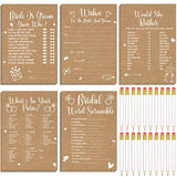 145 Pcs Rustic Kraft Bridal Shower Games 5 Fun Wedding Party Games Activities Set Include 125 Wedding Shower Cards 20 Pencils Bride Groom Bachelorette Party Favor Supplies, For 25 Guests