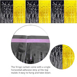 3-Pack Black Gold Fringe Backdrop Curtains for Party and Photo Booth Decor