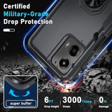 Compatible With Moto G 5G 2024 Case With Screen Protector,Heavy Duty Shockproof Full Body Protective Cover Built In Rotatable Metal Ring Holder Kickstand,Black Matte