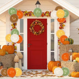 100pcs Fall Thanksgiving Balloons Orange Yellow Green Brown with Ribbons for Autumn Party