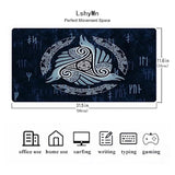 Viking Large Mousepad 31.5X11.8 Inches Nordic Meditation Rune Gothic Triangular Crow Graphic Printed Game Mousepad For Office Computer Desk Decoration Bdxpmn210