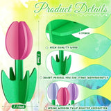 14 Pcs 14 Pcs Spring Decor Wooden Tulips Tiered Tray Decor Multicolor Tulip Table Centerpieces Spring Table Sign Decoration For Home Office Desk Shelf Mother'S Day Party Decoration (Cute)
