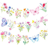 Wildflower Party Banners 2Pcs Wildflower Birthday Party Supplies Spring Floral Party Decorations Wildflowers Themed Cutout Banner For Girl Women Garden Themed Decor