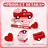 7 Pcs Valentine'S Day Table Decorations Valentines Tiered Tray Decor Faux Book Bundle With Twine Red Truck Table Centerpiece Farmhouse Heart Wooden Sign For Home Indoor Party Bookshelf Gift