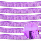 6 Pack 10 Ft Light Purple Foil Fringe Garland Metallic Streamers Tinsel Banner Wall Hanging Garland Backdrop For Parade Floats, Halloween, Christmas, Thanksgiving, New Year Party Decorations