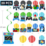 20pcs Video Game Hanging Swirls β Game On Theme Decorations for Boys Gamer Party
