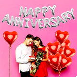 Happy Anniversary Balloons Decorations - 16 Inch Silver Anniversary Le