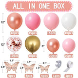 150Pcs Rose Gold Pink Butterfly Balloon Garland Arch Kit Theme Baby Sh