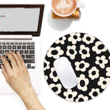 White Flower Round Mouse Mat - Funny Small Mouse Pad With Non-Slip Rubber Base For Home Office Decor - 8.7 Inch Round