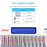 Tenergy TN160 12-Bay Smart Battery Charger for AA/AAA NiMH/NiCd Rechargeable Batteries with Refresh Function