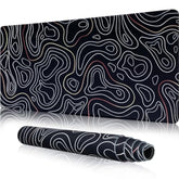 Large Gaming Mouse Pad With Stitched Edges, Minimalist Topographic Map Desk Mat, Extended Xl Mousepad With Anti-Slip Base, Cool Desk Pad For Keyboard And Mouse, 35 X 15.5 In