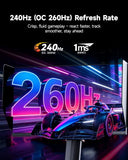 24.5 Inch Gaming Monitor, 180Hz (Up To 200Hz) Monitor Fhd, Fast Ips 1080P 1Ms, 128% Srgb Hdr10, Freesync Hdmi X 2 /Dp X 1, Vesa Tilt Adjustable Xbox Ps5 Switch (Hdmi Cable Included)