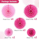 Hanging Honeycomb Paper Fans Hot Pink Party Decorations Fuchsia Pink Birthday Paper Decoration For Wedding Graduation Events Accessories - 12Pcs