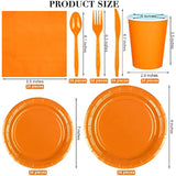 169-Piece Orange Party Pack: Plates, Cups, Napkins, Utensils, Tablecloth For 24 Guests - Orange Wedding Or Birthday Party Decorations