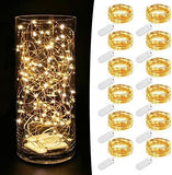 12 Pack Battery Operated Fairy Lights 7.2FT 20 LED Warm White Mini String Lights for Centerpieces Mason Jars Wedding Party Decor