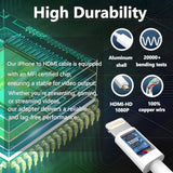 Lightning To Hdmi Cable For Iphone Digital Av Adapter 1080P Hd Video Sync Screen Connector Iphone To Hdmi For Tv Projector Monitor 13.2Ft Support Ios 18