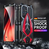 For Samsung Galaxy S23 Ultra Case Metal Hard Phone Case Cover Case Para Screw With Camera Protection Heavy Duty Metalicas Military Grade Black Red