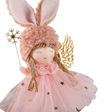 The Christmas/Holidays Ornaments Santa Claus, Snowman, Reindeer, Doll, And Angels. Various Designs Sets. (3, Mixed Colors Bunny Ears Angels)