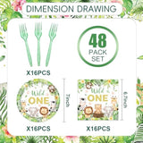 48pcs Wild One Safari Party Set Plates Napkins Forks for 16 Guests