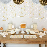 20 Pcs Gold White Foil Swirl Hanging Decorations Party Supplies