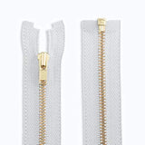14" Brass Jacket Zipper White 14 Inch Zip For Sewing Craft