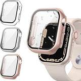 [3Pcs For Apple Watch Screen Protector Case 41Mm Series 9/8/7 Accessories, Iwatch Protective Face Cover For Women Men, Tempered Glass Film Hard Bumper For Iphone Watch 41 Mm