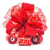 11" Wide Red Christmas Tree Topper Bow 4 Tails Streamers With 3 Yards Long Each For Home Decoration Treetop Handmade Bow Ornament Holiday Party