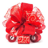 11" Wide Red Christmas Tree Topper Bow 4 Tails Streamers With 3 Yards Long Each For Home Decoration Treetop Handmade Bow Ornament Holiday Party