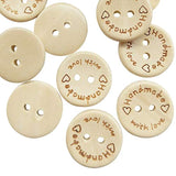 100Pcs 1" 25Mm Handmade With Love Wood Buttons Craft Sewing Button (1"