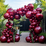 Burgundy Balloons Double Stuffed Red Maroon Balloon Garland Different Sizes 18/12/5In Wine Ruby Red Balloon Arch Kit For Birthday Bridal Wedding Christmas Party Decorations