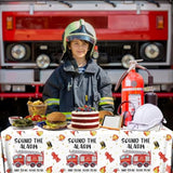 Fire Truck Birthday Party Tablecloth 3Pcs Firefighter Table Cover Firefighter Party Table Cover Decorations, Firetruck Fireman Theme Birthday Baby Shower Table Cloth 51 X 87 Inch