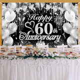 Black & Silver 60th Diamond Anniversary Party Banner