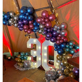 Disco Balloons Garland Arch Kit - 22 18 12 10 5 Inch Metallic Purple Blue Hot Pink Green Silver Chrome Disco Balloon With For Birthday Sing Themed 70S 80S 90S Bachelorette Party Decorations