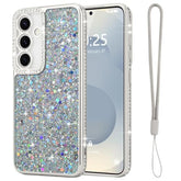 For Samsung Galaxy S25 Case Glitter, Luxury Shiny Bling Sparkly Bumper Cover With Crystal Diamonds For Women Girls Soft Shockproof Protective Phone Case For Samsung Galaxy S25 6.2", Silver