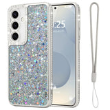 For Samsung Galaxy S25 Case Glitter, Luxury Shiny Bling Sparkly Bumper Cover With Crystal Diamonds For Women Girls Soft Shockproof Protective Phone Case For Samsung Galaxy S25 6.2", Silver