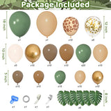 170Pcs Jungle Safari Balloon Garland Kit – Sage Green & Animal Print Balloons for Wild Parties