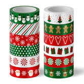12 Rolls Christmas Washi Tape Red Green Xmas Tree Snowman Santa Candy Cane Decorative Masking Tape For Scrapbook Journal Diy Art Craft Gift Wrapping