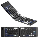 Xvx Wk60 Foldable Bluetooth Keyboard For Ipad, Iphone, Macbook, Android & Windows, Japanese Kanagawa Wave Art Design,Ultra-Portable Wireless Keyboard With Bluetooth 5.0 & 20H Battery - Black