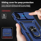 For Iphone Xr Case With Camera Lens Cover, Hd Screen Protector, 10 Ft Military Grade Drop Protection, Magnetic Ring Holder Kickstand Protective Phone Case, Navy Blue