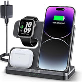 3 In 1 Charging Station For Wireless Charger For Iphone 16 15 14 13 12 11 X 8 & For Watch Charger Wireless Charging Station For Multiple Devices For Airpods 4 3 Pro