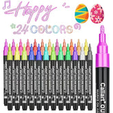 24 Colors Outline Shimmer Markers, Glitter Metallic Marker Pens, Stocking Stuffers For Teen Girls Boys Adults Christmas Gifts Trendy Stuff, Cool Fun Craft Drawing Arts Supplies Set
