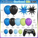 Video Game Party Balloon Garland Kit – Blue & Green Decor with Game Controller Foil Balloons