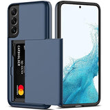 For Samsung S22 Plus Case With Card Holder 5G 6.6 Inch Slim Dual Layer Heavy Duty Protective Wallet Case For Galaxy S22 Plus (Blue)