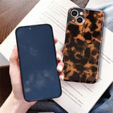 For Iphone 13 Case Tortoise Cheetah Leopard Print Cute Trendy Animal Pattern Design Flexible Soft Tpu Protective Women Girls Grily Brown Shockproof Phone Cover For Iphone 13